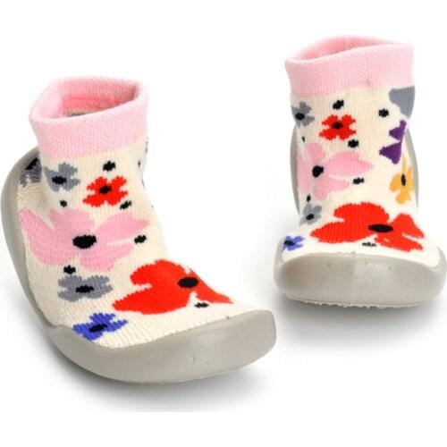 Girl Shoes For Kids Flowers Long Style Socks Shoes Toddler Girls Sneakers Indoor Warm Breathable Non-Slip Home Shoes