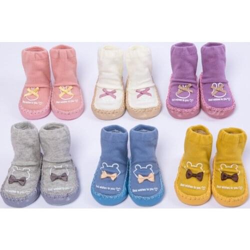 Baby Toddler Winter Footwear Infant Child Floor Socks Terry Bow Tie for Baby Girl Socks Infant