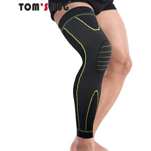 Toms Hug Brand Long Green Stripe Knee Protect Leg Support Leggings 1 Pair Lengthen Sport KneePads Knee Warm Guard Sleeve