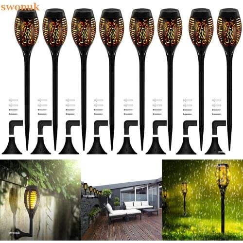 Swonuk Solar Flame Torch Light Flickering LED Outdoor Lamp Garden Decor Landscape Lawn Lamp Path Lighting Torch Lights Dropship