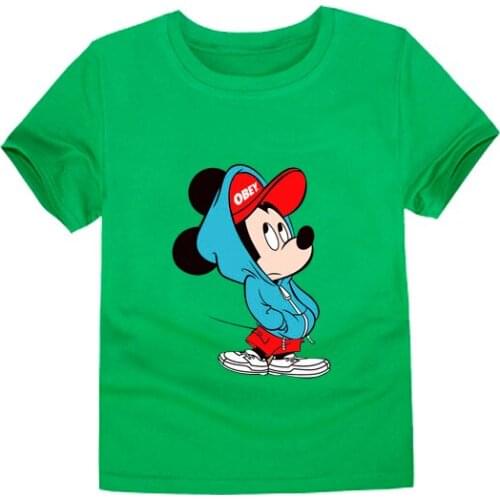 Disney Minnie Mickey T-shirt Summer Cartoon Print Baby Boy Short Sleeve Top T-shirt Children Toddler Girl T-shirt Casual Kids