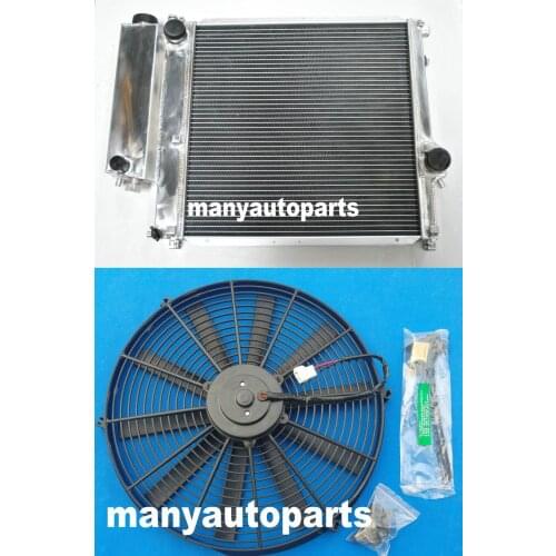 RACING Aluminum Radiator + fan Fits For BWM E36 Z3 M44 M42 Manual 1987-2000 88 89 90 91 92 93 94 95