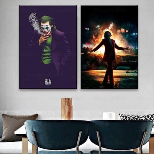 Canvas Painting Villain Smoking Joker Movie Art Poster Wall Joaquin Phoenix Prints and Picture Comic Living Room Home Decoration