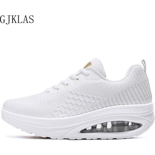 Chunky Sneakers Black White Ladies Shoes Casual Fashioin Mesh Snakers Shoes for Ladies Female Walking Sport Lace Up Trainers