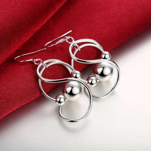 Hot New 925 Sterling Silver Earrings Korean Vintage Twisted Ball Long Dangle Earrings For Women Fashion Gifts Wedding Jewelry