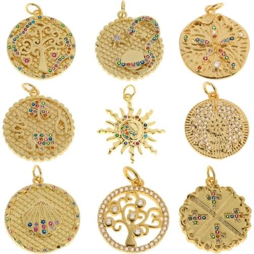 Copper Micro Pave Girl & Boy Pendant Accessories Family Tree Love Heart Sun DIY Handmade Material For Necklace Bracelet Earring