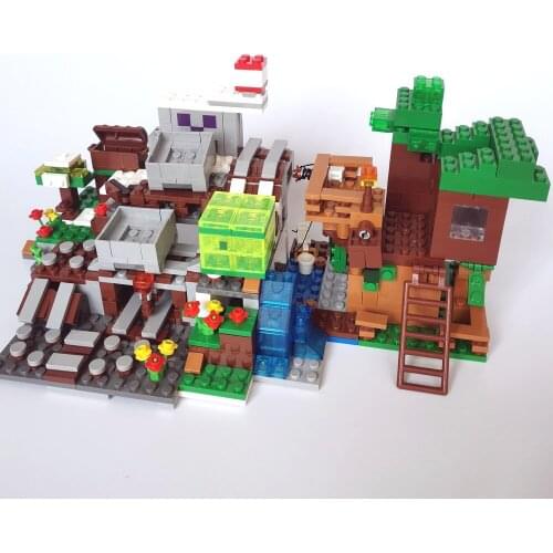 2 in 1 The Mountain Cave & Tree House Model Building Brick Block Mine toys Game Toy Children DIY Education Boys Gift