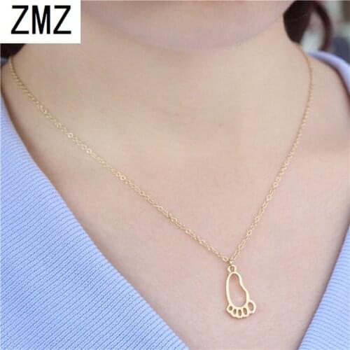 ZMZ Europe/US fashion The footprints pendant cute necklace gift for mom/girlfriend party gold/silver jewelry