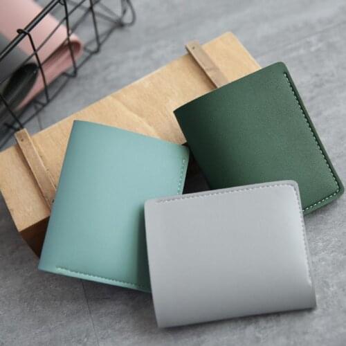 Fashion Simple Ladies Short Wallet Solid Color Leather Small Bag Coin Purse Card Holder Female Buckle Mini Girls Clutches Unisex