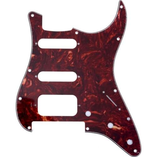 Musiclily Pro 11Hole Round Corner HSS Guitar Strat Pickguard for USA/Mexican Fender Strat Floyd Bridge Cut,4Ply Vintage Tortoise