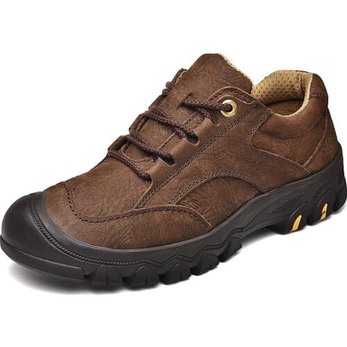 Mens Shoes Outdoor Casual Sneakers Tooling Shoes Low-top Leather Hiking Shoes Leather Oxfords 38-44 Brown Mens Designer Shoes