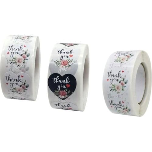 5000piece wholesale 1inch Flower Thank You round love Heart seal sealing sticker decoration Envelope Handmade 25mm