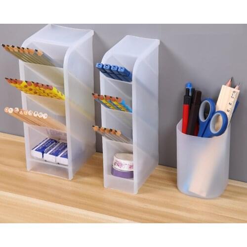 2021 New Large Capacity Desk Pen Holder Pencil Makeup Storage Box Desktop Organizer Stand Case School Office Stationery