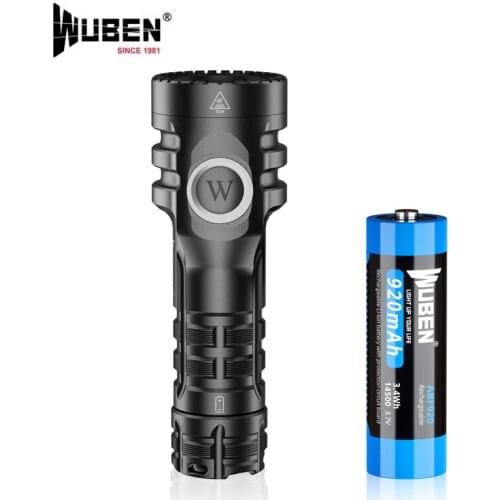 2021 New WUBEN Small Steel Cannon E6 Flashlight Max 900 Lumens High Beam Distance 410 Meters With 920mAh 14500 Battery