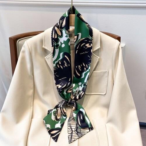 New 2021 Silk Scarves Women Bandana High Quality Foulard Hair Bag Soft Neckerchief Scarf Head Shawls and Wraps Hijab Pashmina