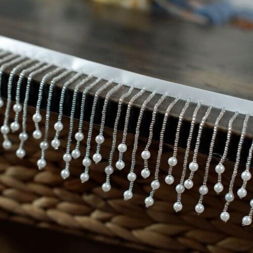 Long Crystal Pendant Beaded Tassel Lace Wedding Dress Collar Shoulder Decoration Headdress Accessories Lace Trim