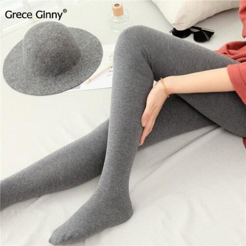 Autumn thick section micro-pressure collection calf pantyhose Stripe slimming leg socks cotton socks female base socks 300D