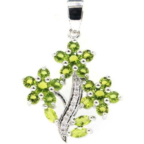 32x22mm Classic Big Square Gemstone Created Pink Tourmaline Aquamarine For Women Wedding Silver Pendant