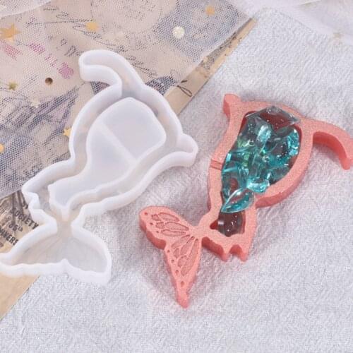 Cat Fish Tail Pendants Epoxy Resin Mold Quicksand Keychain Silicone Mould DIY Crafts Jewelry Casting Tools