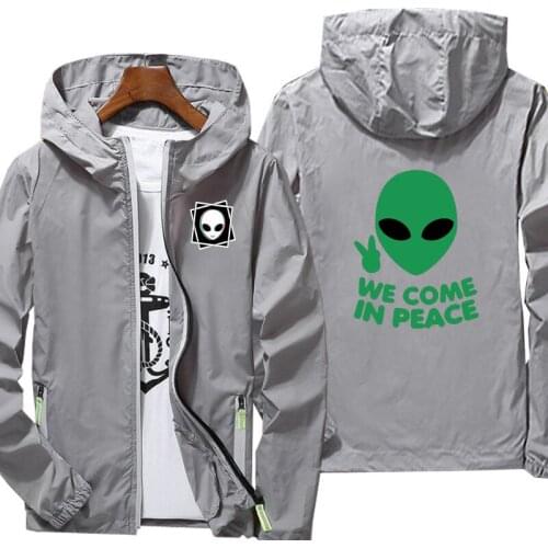 Alien logo Reflective clothing Windbreaker jacket men outdoor hooded zipper jacket unisex large size 7xl Sun protection jacket