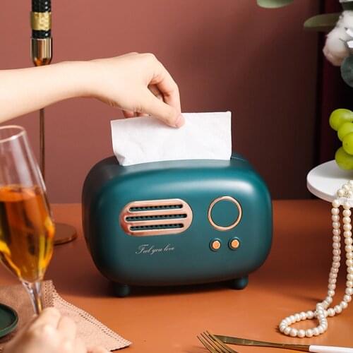 Creative Desktop Tissue Box Retro Radio Model Paper Holder Vintage Dispenser Storage Napkin Case Organizer Accessories