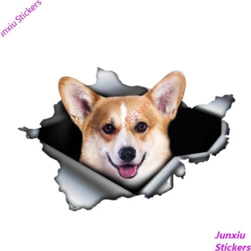 Personality Corgi 3D Pet Car Sticker Vinyl Waterproof Car Window Accessories Decorative Art Pattern PVC 13cm X 9cm