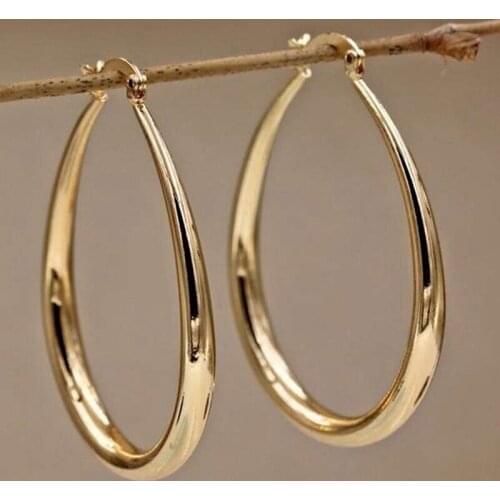 Woman Oval Circle Earrings Small Big Circle Women Hoop Earrings Exaggerated Hoop Ear Loop Smooth Ring Round Earring 4*2.7cm