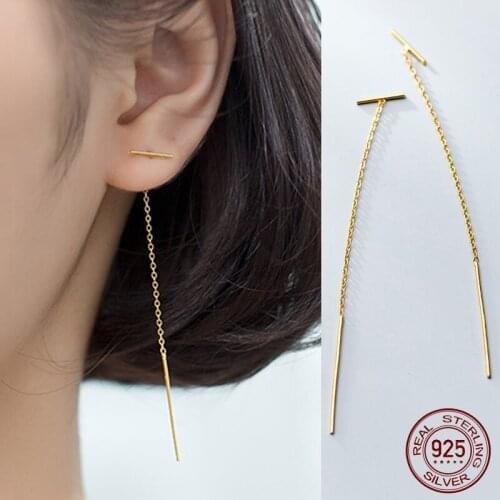 La Monada Dangling Hanging Earrings For Women Silver 925 Real Woman Long Korean Drop Earrings Minimalist Female In Jewelry Black