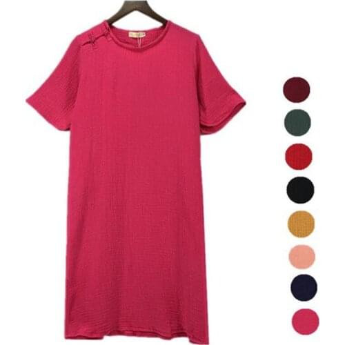 New Korean style Top Vestidos Plus Size 4xl 5xl 6xl Vintage Cotton linen Dresses Womens Loose Casual Spring Summer Dress Red