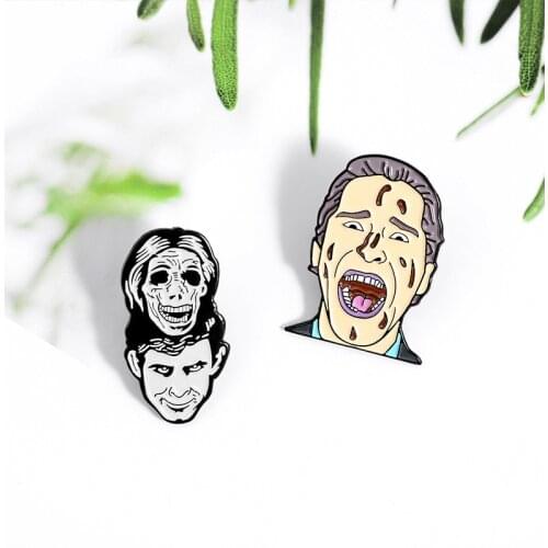 Psycho Enamel Pins Dual Personality Norman Killer Badge Horror Film Lapel Pin Brooches Jewelry for Friends Movie Lover Gifts