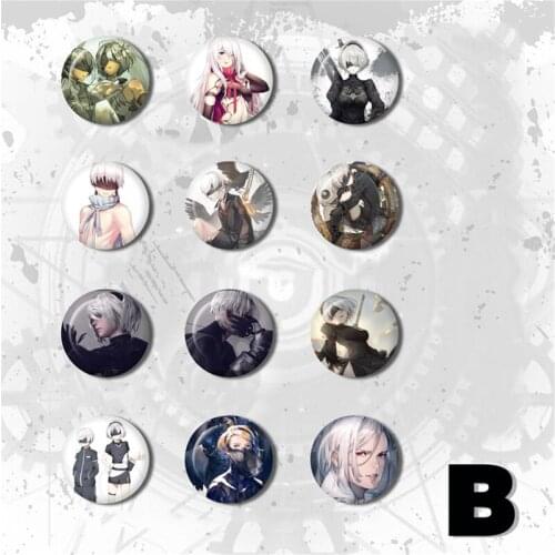 ZXFJXR Game 58MM game NieR:Automata2B Funny Badge Brooch Escudo de armas Broche Round Badges Stemma Icons For Backpack