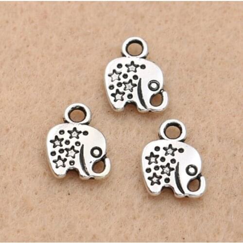 10pcs Antique Silver Plated Elephant Charms Pendants Jewelry Accessories DIY Jewelry Making Bracelet 12x9mm
