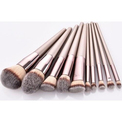 10pcs/set Makeup Brushes Set Champaign Gold For Powder Contour Blusher Liquid Cream Eyeshadow Cosmetics Brushes tools