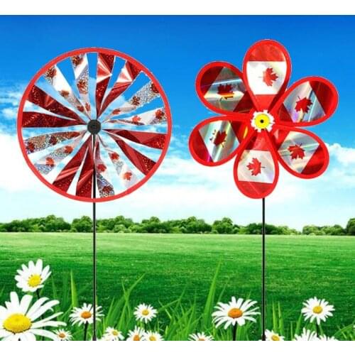 2pcs Canadian Flag Windmill Colorful Wind Spinner Pinwheels Garden Yard Decor XX9B
