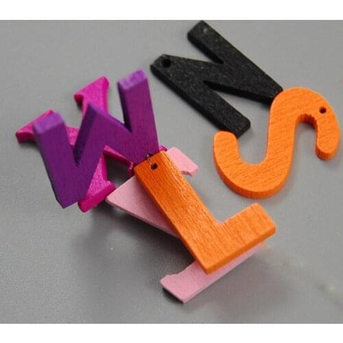 200pcs/lot 25mm Colorful Mix Letters Wood Beads For Jewelry Making Loose Natural Wooden Beads DIY Children Toys Accessories