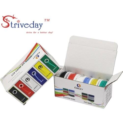 22AWG 36m/box Flexible Silicone Rubber Cable Wire stranded wires Tinned Copper line Kit mix 6 Colors Electrical Wire DIY