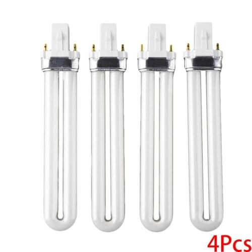 4Pcs 9W Curing UV Gel Lamp Gel Nail Art Dryer Light Bulb Tube Replacement Nail Acrylic Accessories Battery Operated Nail Drill