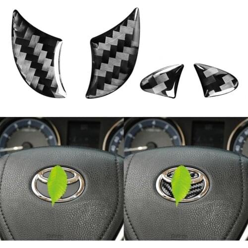 4Pcs Logo Trim Heat-resistant Easy Installation Waterproof Steering Wheel Logo Sticker Trim for Toyota Corolla 2014-2018