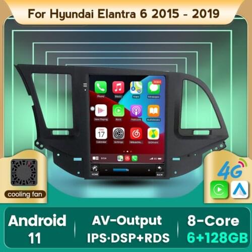 4G LTE GPS for Hyundai Elantra 6 2015 - 2019 Tesla Style 7862C 6GB+128GB IPS Screen Android 11 Car Radio Audio Multimedia Player
