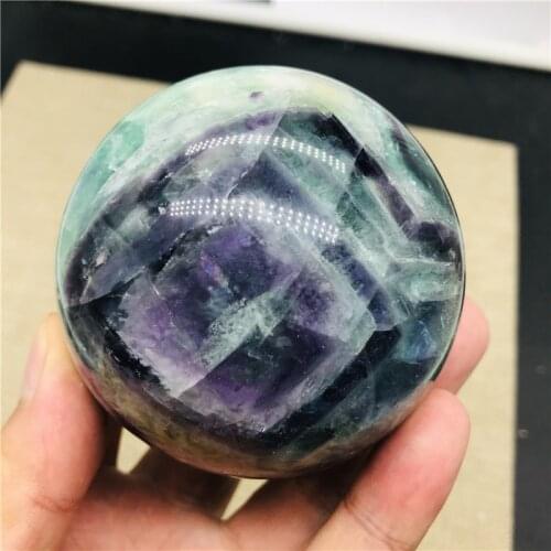 7-8cm Natural Fluorite Quartz Crystal Sphere Ball Healing