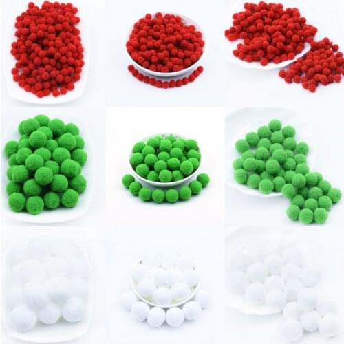 8mm-30mm Pompoms Balls White Red Green for DIY Party Home Garden Wedding Decoration Garment Sewing Kids Toys Accessories