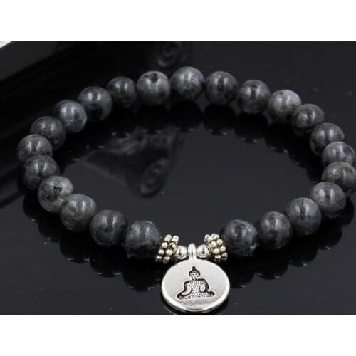 8mm hh3 elastic adjusted Charm nature stone bead Reiki Frosted agate Onyx Lotus life tree Buddha head Bracelet