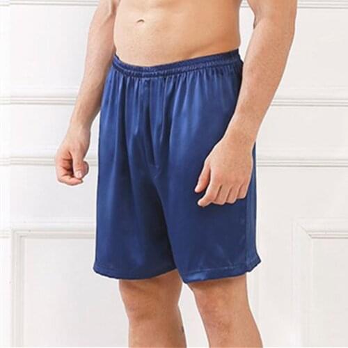 Satin Silk Pajama Shorts Men Loose Plus Size 3XL Sleepwear For Male Breathable Homewear Robes Boxershorts Man Baggy Short A50
