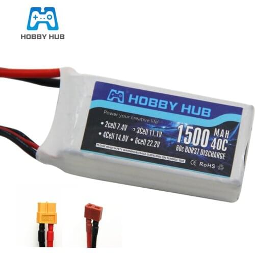 Hobby Hub Power 3S 11.1v 1500mAh 40C LiPo Battery T/XT60/JST Plug 11.1v Rechargeable Lipo Battery For RC Car Airplane Helicopter