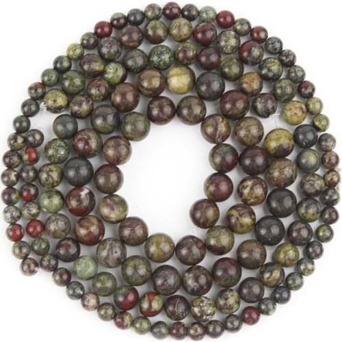 Beads For Jewelry Making Dragon Bloodstone Jaspers Stone Round Loose Spacer Beads DIY Necklace Bracelets 15"Inches 4 6 8 10mm