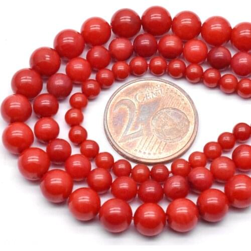 A Quality Natural Stone Red Coral Beads 4/6/8mm Round Shape Spacer Beads For Jewelry Making DIY Bracelet Necklace