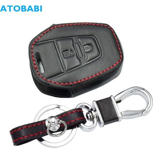 Real Leather Car Key Case Fit For Isuzu / New Isuzu D-max / Mu-x 2 Buttons Remote Fob Shell Cover Keychain Holder Protector Bag