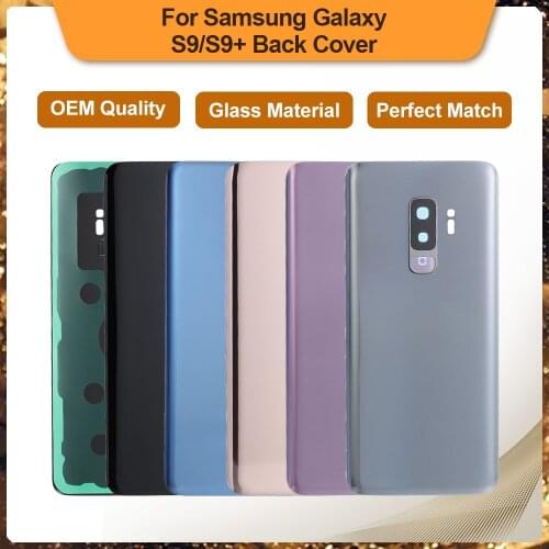 For SAMSUNG Galaxy S9 Plus S9+ G965 SM-G965F S9 G960 SM-960F Glass Back Battery Housing Repair Cover Rear Door Case Replacement