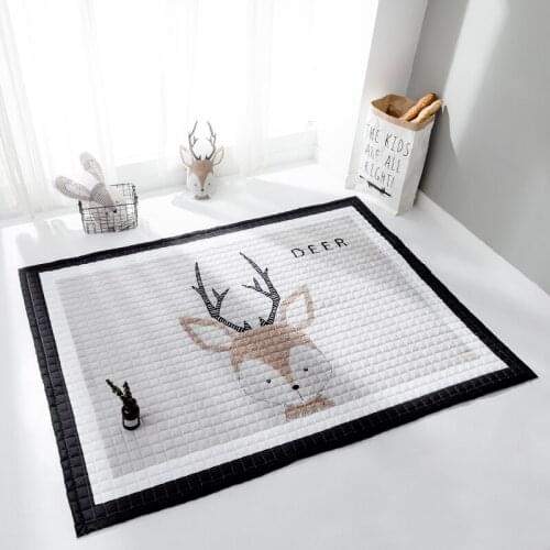 GFLUTOSE Kids Floor Carpet Cartoon Sika Deer Print Rug Rectangle Bedroom Outdoor Kitchen Rugs Baby Crawling Mats