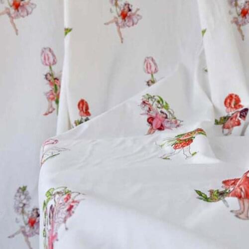 Little Flower Fairy Cotton Canvas Handmade Fabric DIY Fabric Curtain Pillow Tablecloth